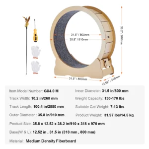 SucceBuy Wooden Cat Exercise Wheel Large Cat