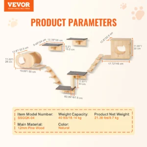 SucceBuy Cat Wall Shelves and Perches with Jumping Boards